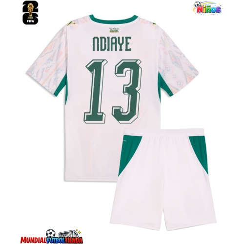 Camiseta Senegal Iliman Ndiaye #13 Primera Equipación Replica Mundial 2026 para niños mangas cortas (+ Pantalones cortos)